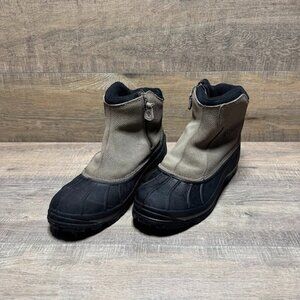 Columbia Falmouth Side Zip Thermolite Tan Ankle Snow Boots Men's Size 11